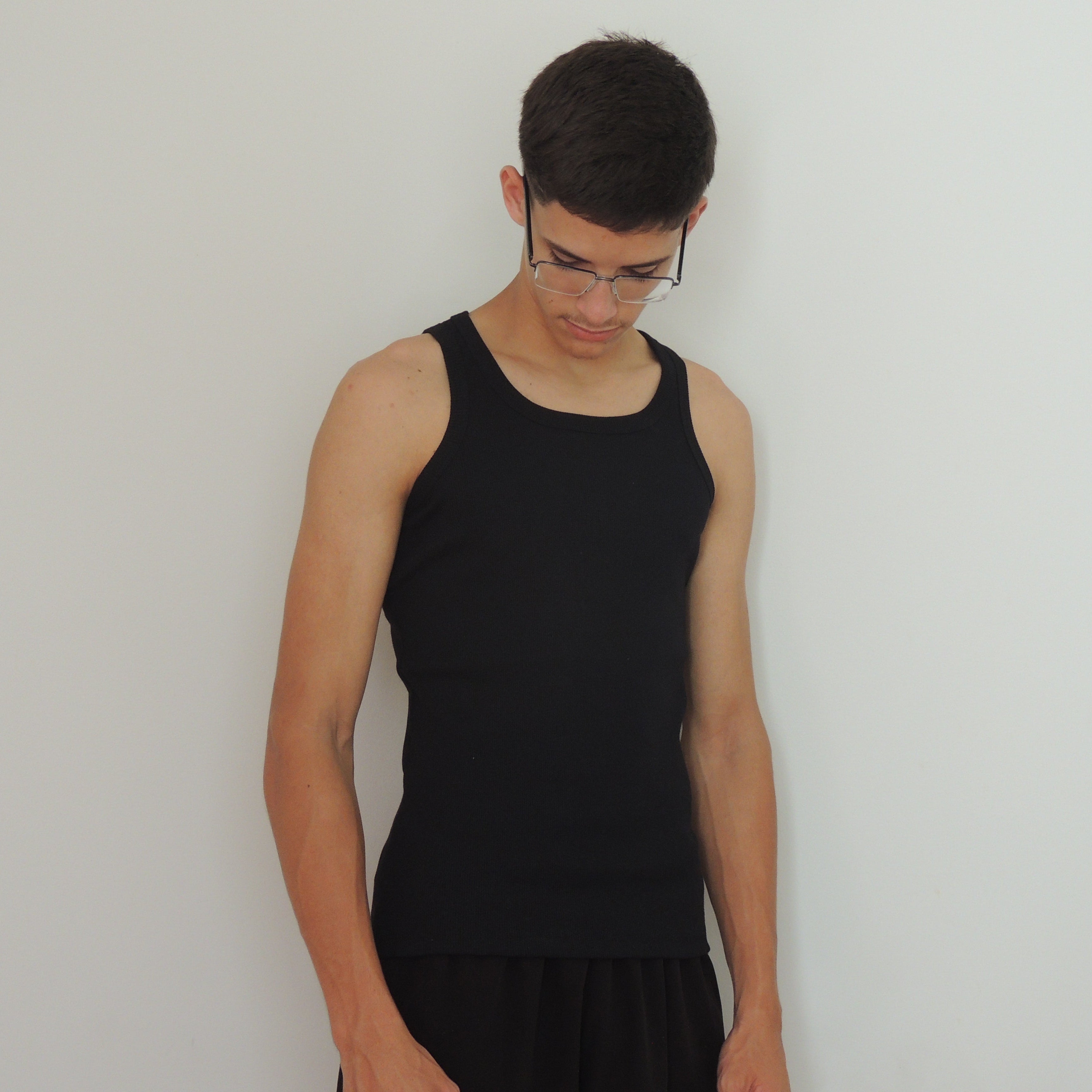 Regata Americana Canelada Slim Preta