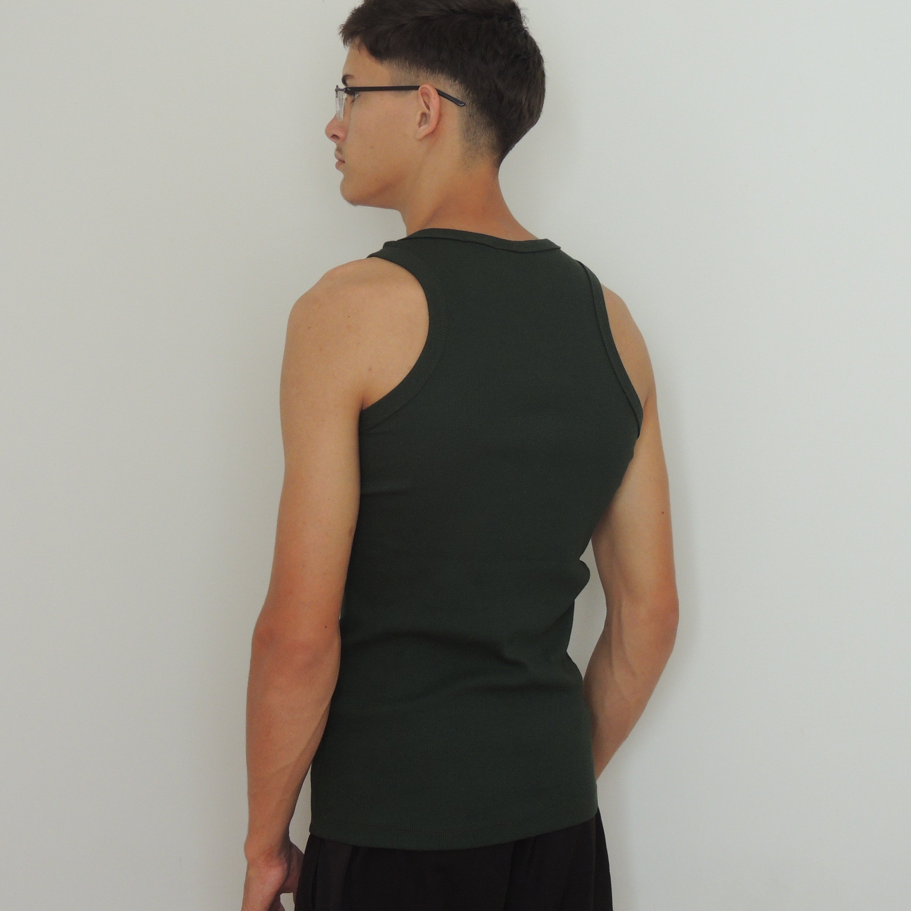 Regata Americana Canelada Verde Slim Militar